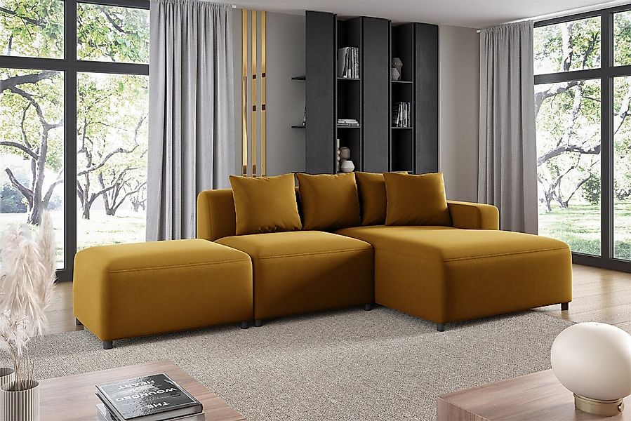 Fun Möbel Ecksofa Designersofa MEGAN XS inkl. Hocker in Stoff Salvador, mit günstig online kaufen