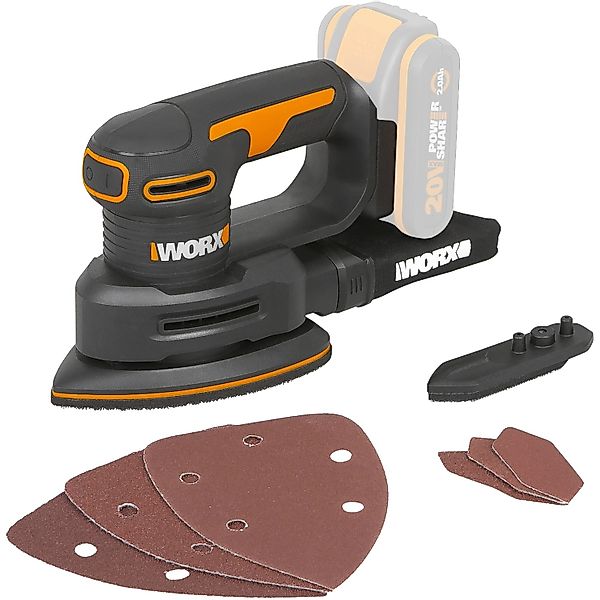 Worx Akku-Tellerschleifer WX822.9, für Holzmöbel und Türen, mit Staubfangsa günstig online kaufen