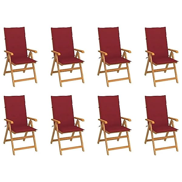 vidaXL Verstellbare Gartenstühle mit Auflagen 8 Stk Massivholz Teak 3072550 günstig online kaufen