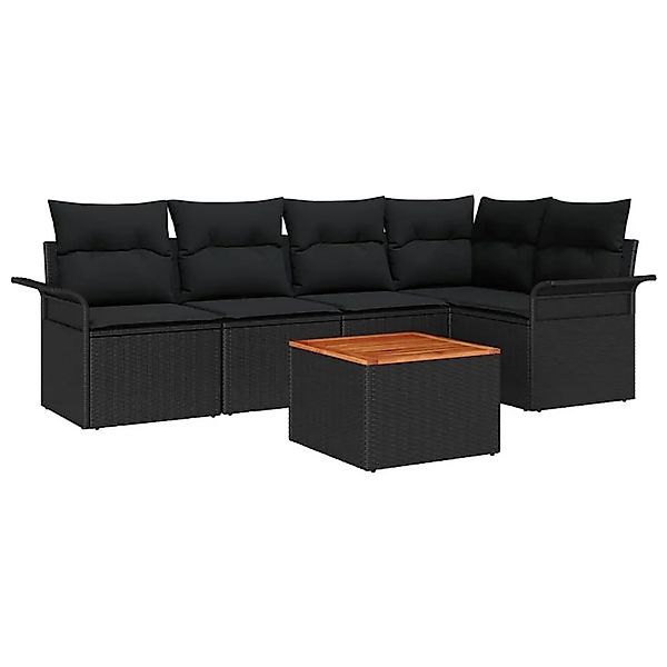 vidaXL Gartensofa-set mit Speicher 6-Tlg Schwarz Poly-Rattan 3356000 günstig online kaufen
