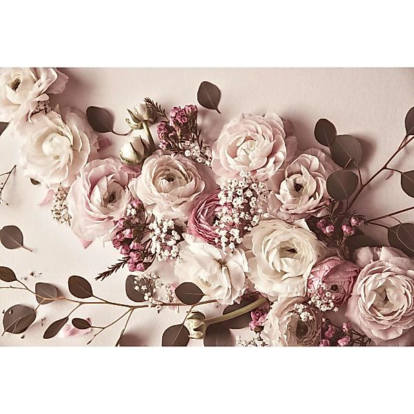 Fototapete Blumen Rosen Rosa Grün Weiß 4,00 m x 2,70 m FSC® günstig online kaufen