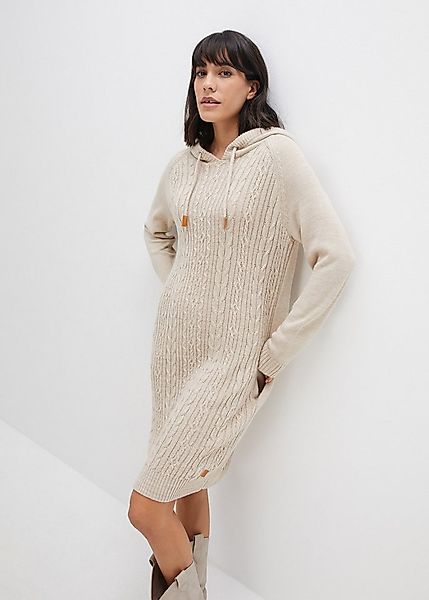 bonprix Strickkleid mit Zopfmuster, Kapuze und Eingrifftaschen günstig online kaufen