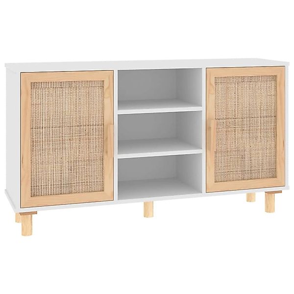 vidaXL Sideboard Weiß 105x30x60 cm Massivholz Kiefer und Natur-Rattan 34563 günstig online kaufen