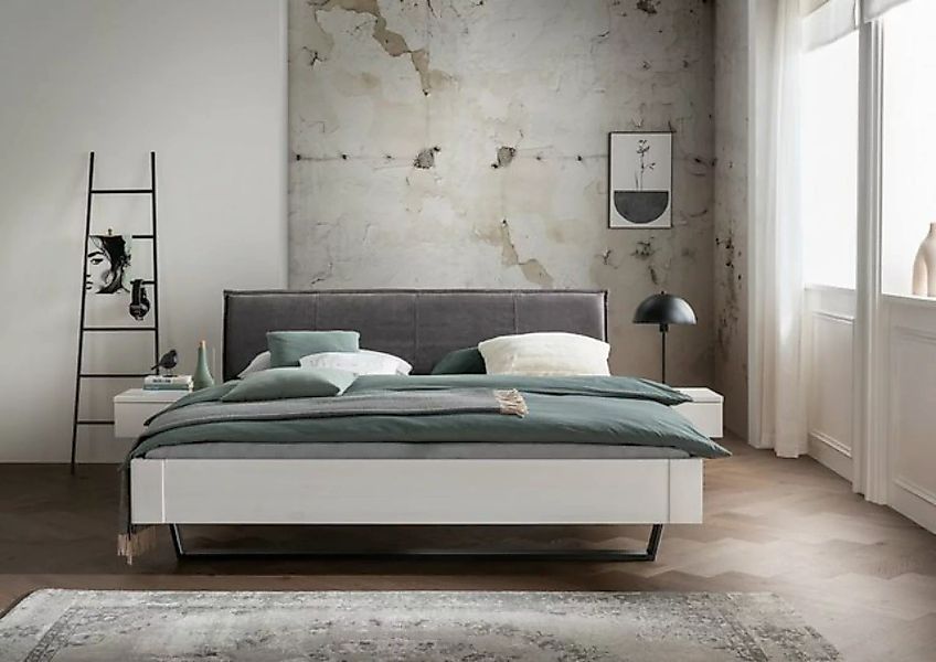 Natur24 Bett Kiel Bett 185 x 220 x 87 cm Kiefernholz Polyester Weiß günstig online kaufen