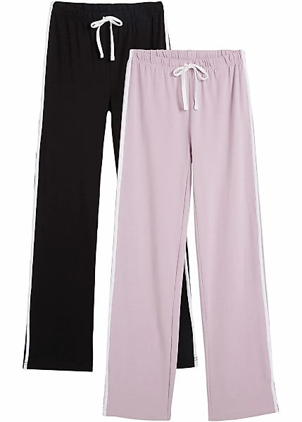 bonprix Jerseyhose Gummizugbund mit Bindeband, kontrastfarbiger Seitenstrei günstig online kaufen