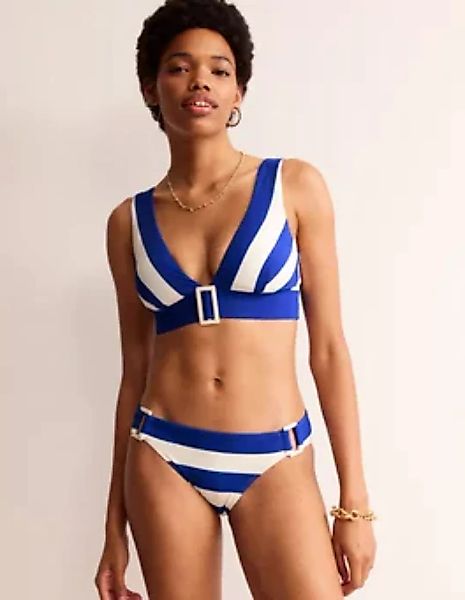 Bikinihose mit Kunstharzschnalle Damen Boden, Blau/Naturweiß Streifen günstig online kaufen