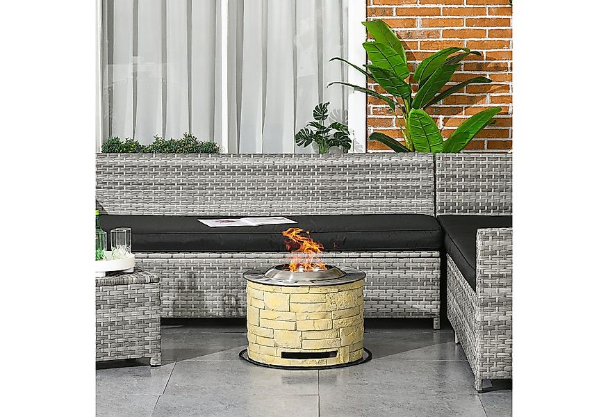 Outsunny Feuerschale mit Bodenschutzmatte, (Feuerkorb, 1-St., Feuerstelle), günstig online kaufen