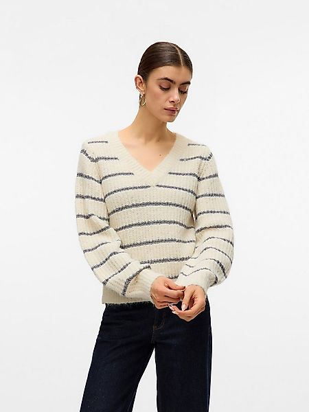 Vero Moda V-Ausschnitt-Pullover VMAWESOME SHINE LS V-NCK STRIPE PULL BOO mi günstig online kaufen