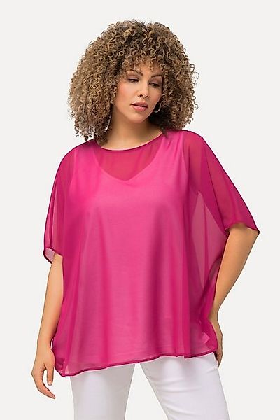 Ulla Popken Druckbluse Chiffonbluse Oversized Rundhals günstig online kaufen