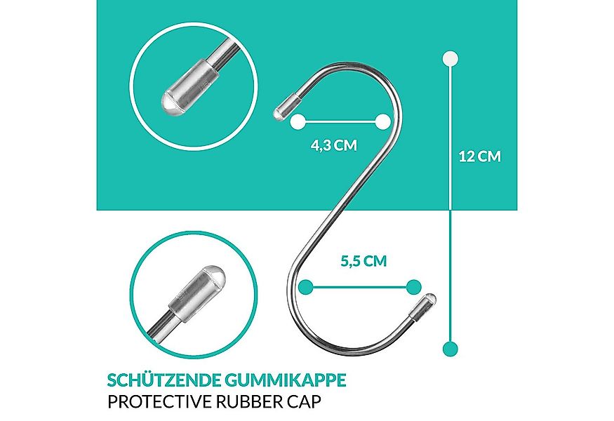 Praknu S-Haken 16 S - Haken Edelstahl - Belastbar bis 25kg - 12cm Groß - Ro günstig online kaufen
