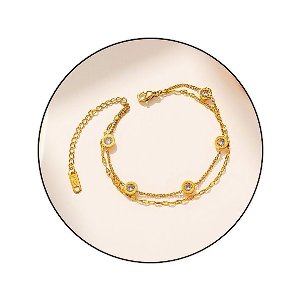 GOLDKLEIN Edelstahlarmband Zirkonia Steine Doppelreihig Edelstahl günstig online kaufen