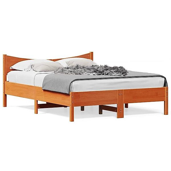 vidaXL Bettgestell, Massivholzbett Wachsbraun 140x190 cm Kiefer günstig online kaufen