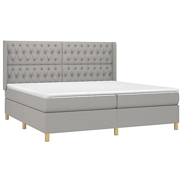 vidaXL Boxspringbett mit Matratze & LED Hellgrau 200x200 cm Stoff 3139141 günstig online kaufen