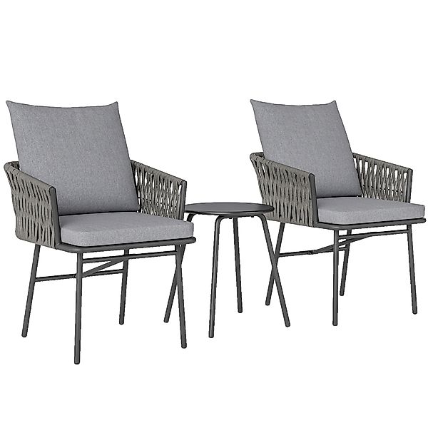 Outsunny 3-tlg. Rattan Bistroset, Sitzgruppe, Gartengarnitur mit 2 Gartense günstig online kaufen