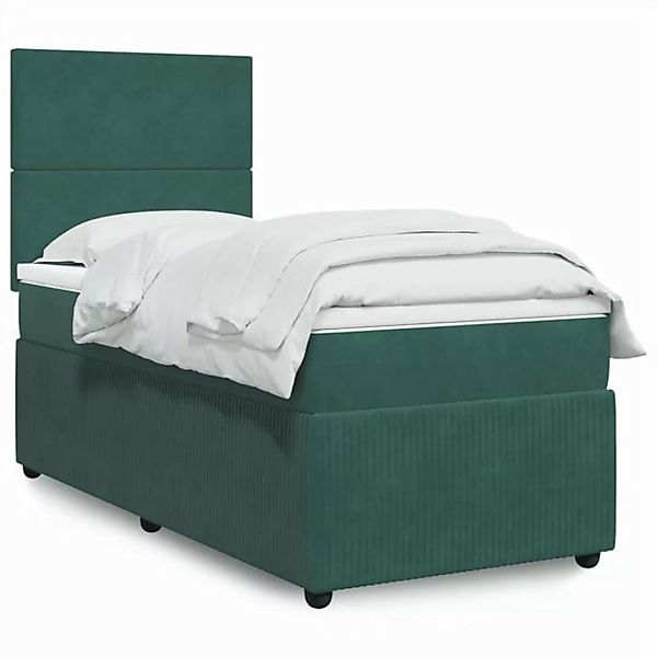 vidaXL Boxspringbett, Boxspringbett mit Matratze Dunkelgrün 90x200 cm Samt günstig online kaufen