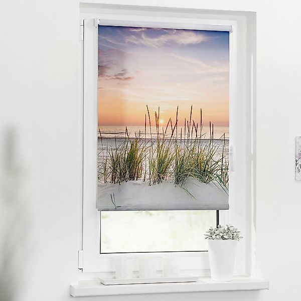 Verdunkelungsrollo Nordseestrand weiß B/L: ca. 100x150 cm günstig online kaufen