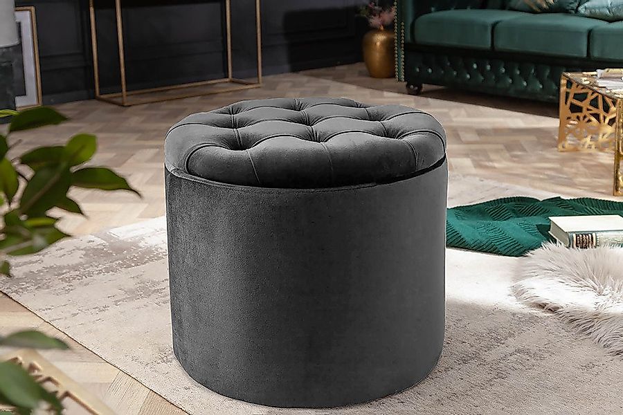 riess-ambiente Sitzhocker MODERN BAROCK 50cm grau · Aufbewahrungskorb mit S günstig online kaufen