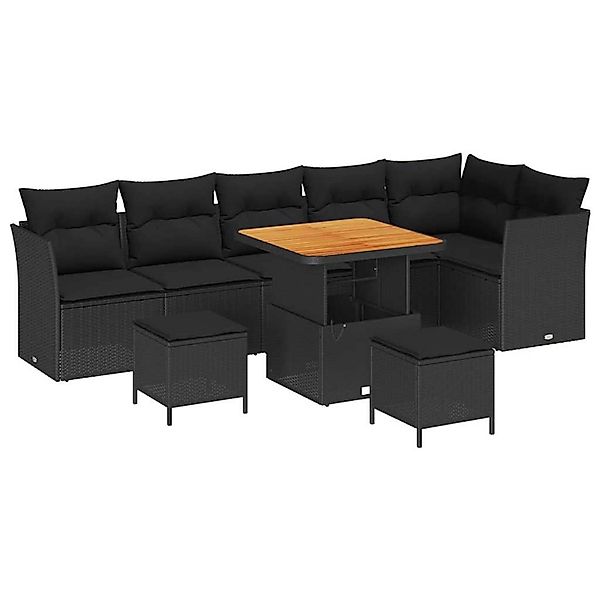 vidaXL Garten-Sofa-Set 9-Tlg Schwarz Poly Rattan 3361499 günstig online kaufen