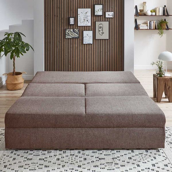 2er Schlafsofa in Taupe Webstoff Bezug günstig online kaufen