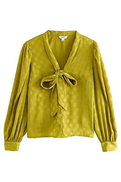 Next Blusenshirt Satin-Bluse mit Bindeausschnitt und Pünktchen (1-tlg) günstig online kaufen