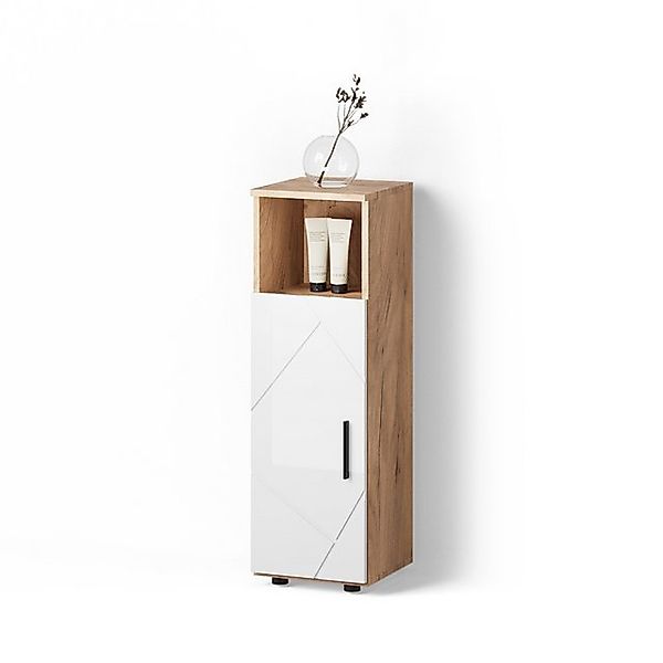 Livinity® Midischrank Ronco, Weiß Hochglanz/Goldkraft Eiche/Weiß Hochglanz, günstig online kaufen