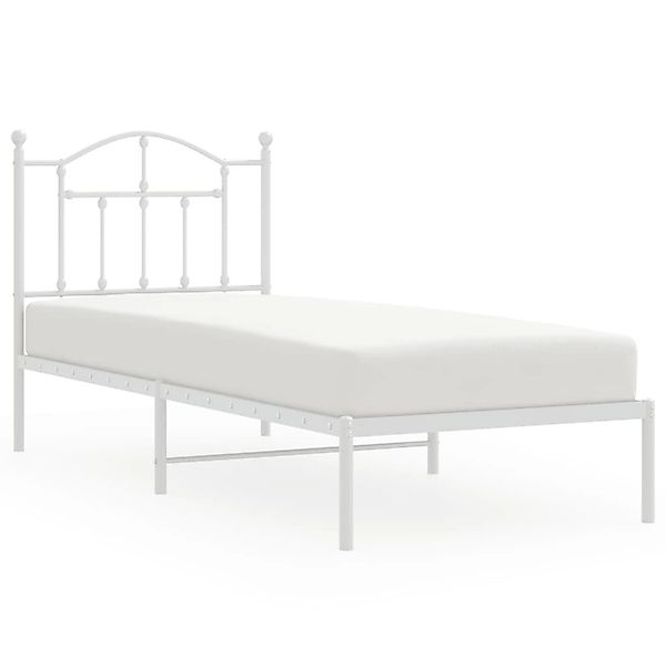 vidaXL Bett Bettgestell mit Kopfteil Metall Weiß 90x190 cm günstig online kaufen
