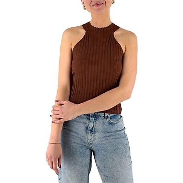 Manila Grace  Tank Top Ma143 Kakaofarbenes Tanktop mit Rollkragen günstig online kaufen