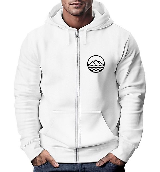 Neverless Sweatjacke Herren Sweatjacke mit Kapuze Wandern Berge Logo Motiv günstig online kaufen