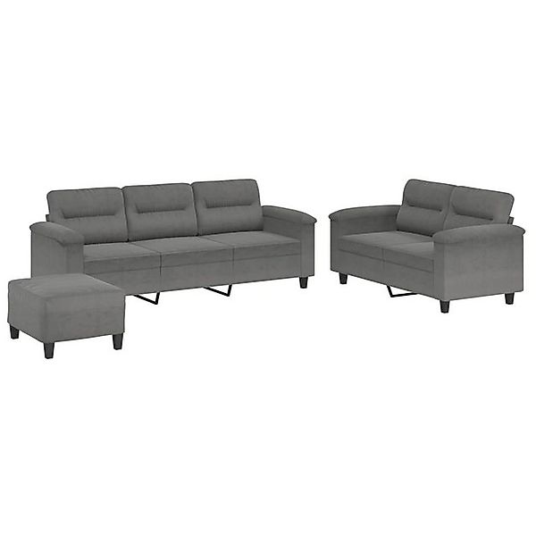 vidaXL Sofa, 3-tlg. Sofagarnitur mit Kissen Dunkelgrau Mikrofasergewebe günstig online kaufen