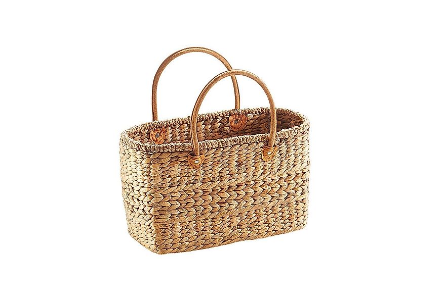 Kobolo Shopper Korbtasche aus Wasserhyazinthe - Lederhenkel günstig online kaufen