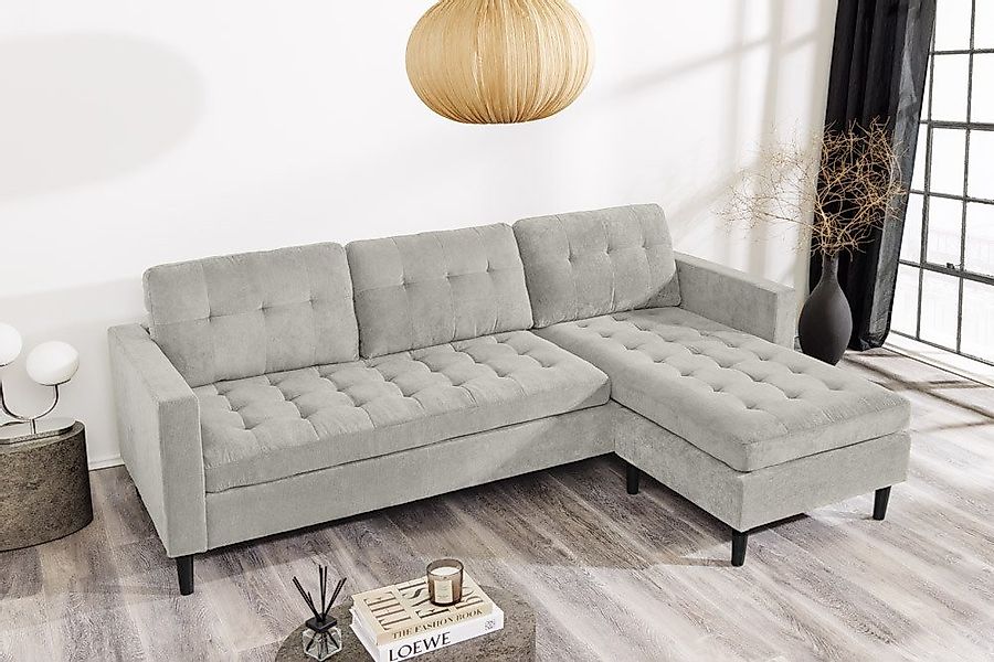 riess-ambiente Ecksofa STOCKHOLM 220 cm greige – 3-Sitzer, Cordbezug, Ottom günstig online kaufen
