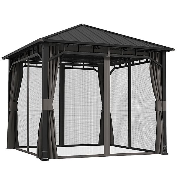 Outsunny Pavillon 3 x 3 m Wasserdicht Stabil Winterfest Gartenpavillon mit günstig online kaufen