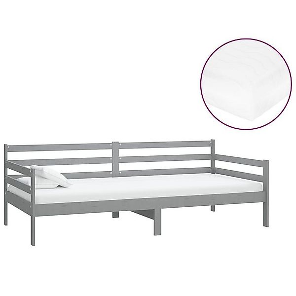 vidaXL Bett, Tagesbett mit Matratze 90x200 cm Grau Kiefer Massivholz günstig online kaufen