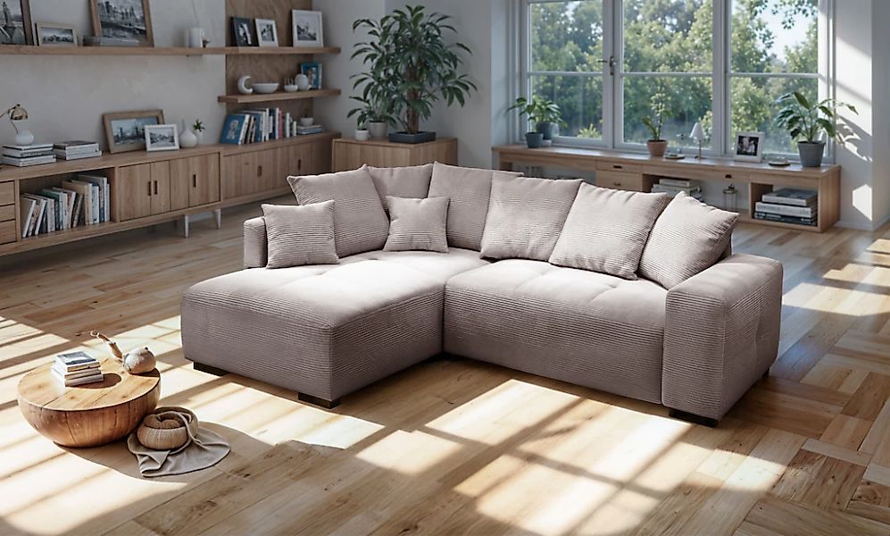 exxpo - sofa fashion Ecksofa "Arpino, elegant und bequem, Ottomane beidseit günstig online kaufen