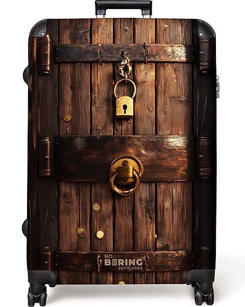 NoBoringSuitcases.com© Hartschalen-Trolley Goldschatz hinter Holztür verste günstig online kaufen