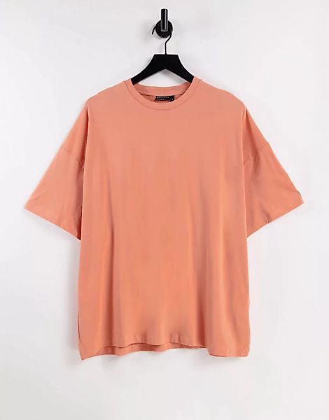 ASOS DESIGN – T-Shirt aus Bio-Baumwolle in Koralle-Orange günstig online kaufen