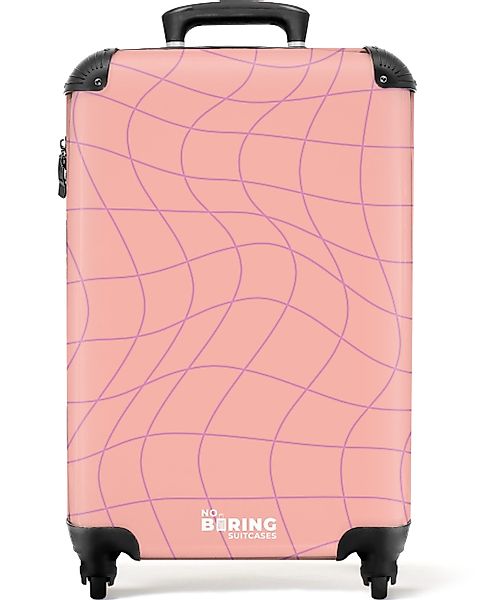 NoBoringSuitcases.com© Hartschalen-Trolley Rosa mit lila Wellenlinien günstig online kaufen