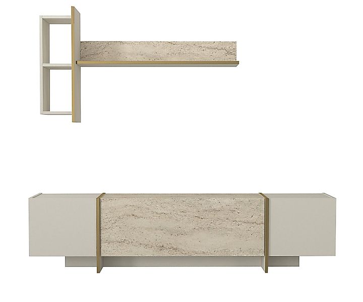 moebel17 TV-Wand Wohnwand in Beige mit günstig online kaufen