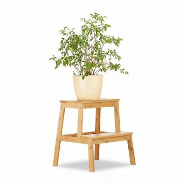 relaxdays Bambus Blumenhocker 2-stufig natur günstig online kaufen