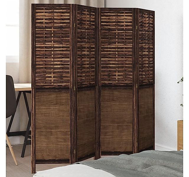 vidaXL Raumteiler 4-tlg. Raumteiler Dunkelbraun Massivholz Paulownia, 4-tlg günstig online kaufen