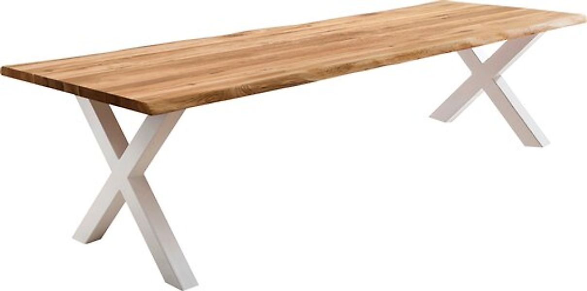 Home affaire Esstisch »Tristan« massive Balkeneiche geölt mit Baumkante günstig online kaufen