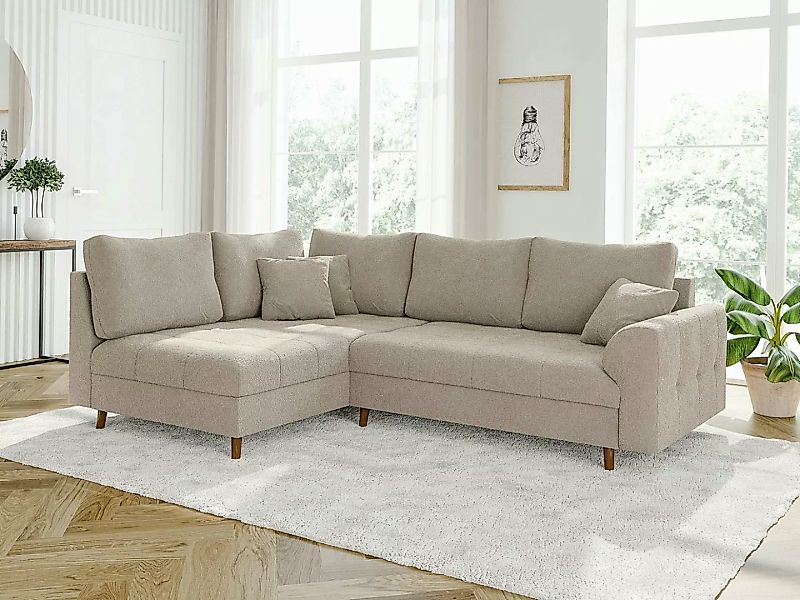 S-Style Möbel Ecksofa Leif mit Braun Holzfüßen im skandinavischen Stil aus günstig online kaufen