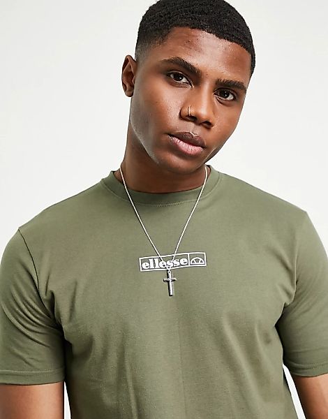 ellesse – T-Shirt in Khaki mit Logo-Grün günstig online kaufen