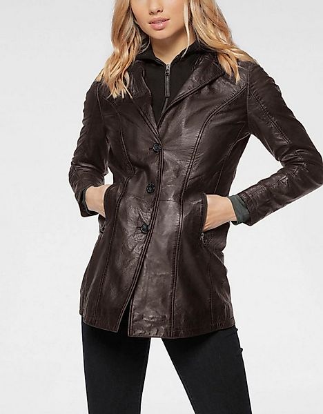 Keskin Collection Lederjacke Lederlongblazer Blazer Leder Jacke Dunkelbraun günstig online kaufen