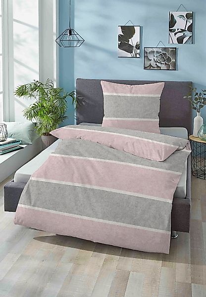 Biberna Bettwäsche Jonas, Flanell, 2 teilig, günstig online kaufen