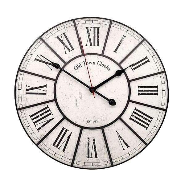 Wall-Art Wanduhr Klassisch Römische Zahlen Ø 40 cm Schwarz-Weiß günstig online kaufen
