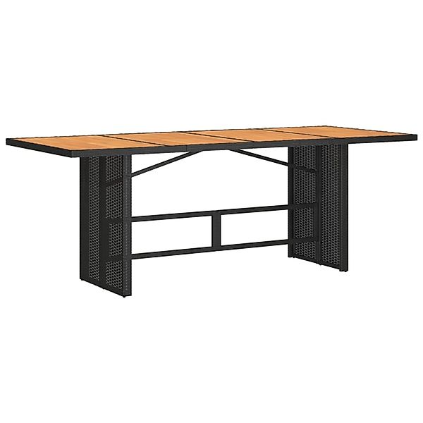 vidaXL Gartentisch mit Holzplatte Schwarz 190x80x75 cm Poly Rattan 365600 günstig online kaufen