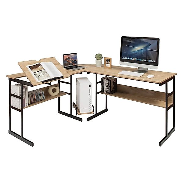 KOMFOTTEU Eckschreibtisch Computertisch, in L-Form, mit günstig online kaufen