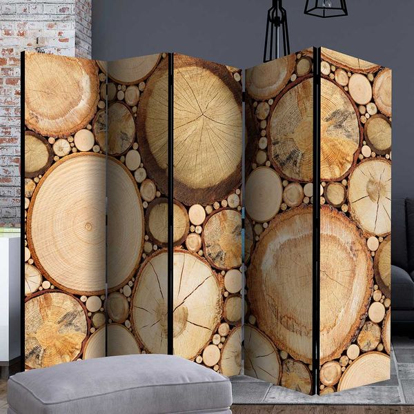 Paravent mit Baumscheiben Motiv Leinwand günstig online kaufen