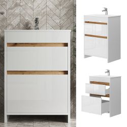 Vicco Badmöbel-Set Detmold, Weiß, 2 Teile, günstig online kaufen